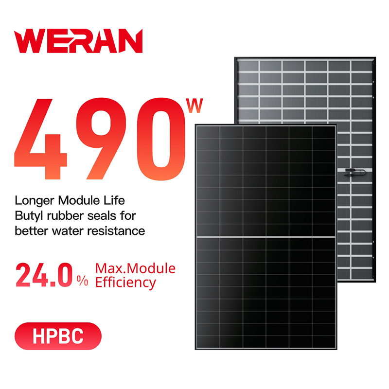 WERAN EcoLife 480-490W แผงโซลาร์เซลล์ BC กระจกคู่ LR7-54HJD โมดูล PV ที่อยู่อาศัยระดับไฮเอนด์